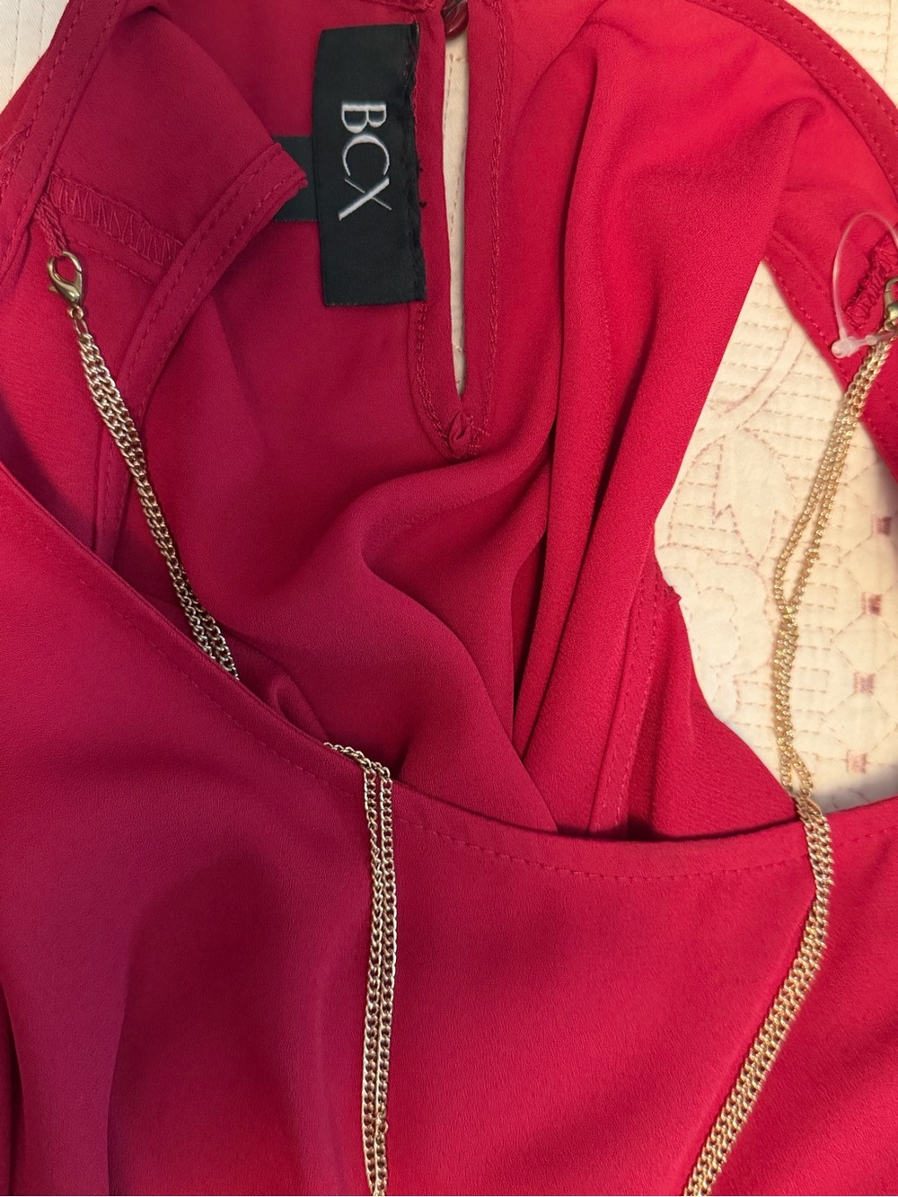 BCX Red Cold-Shoulder Ruffle Blouse - Picture 6 of 6